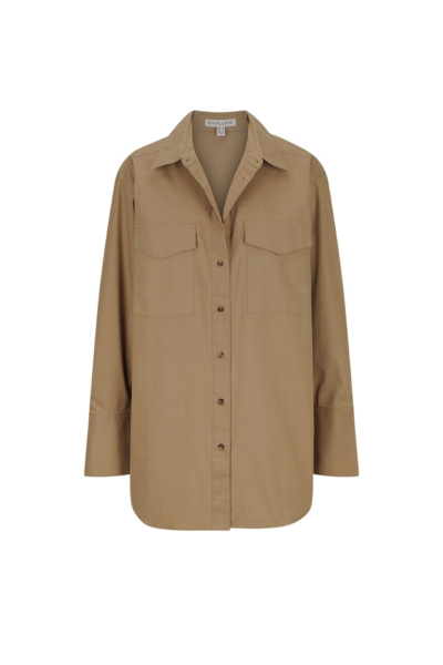 Sabato Oversized Patch Pocket Shirt - Grey Khaki