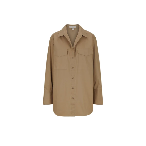 Sabato Oversized Patch Pocket Shirt - Grey Khaki