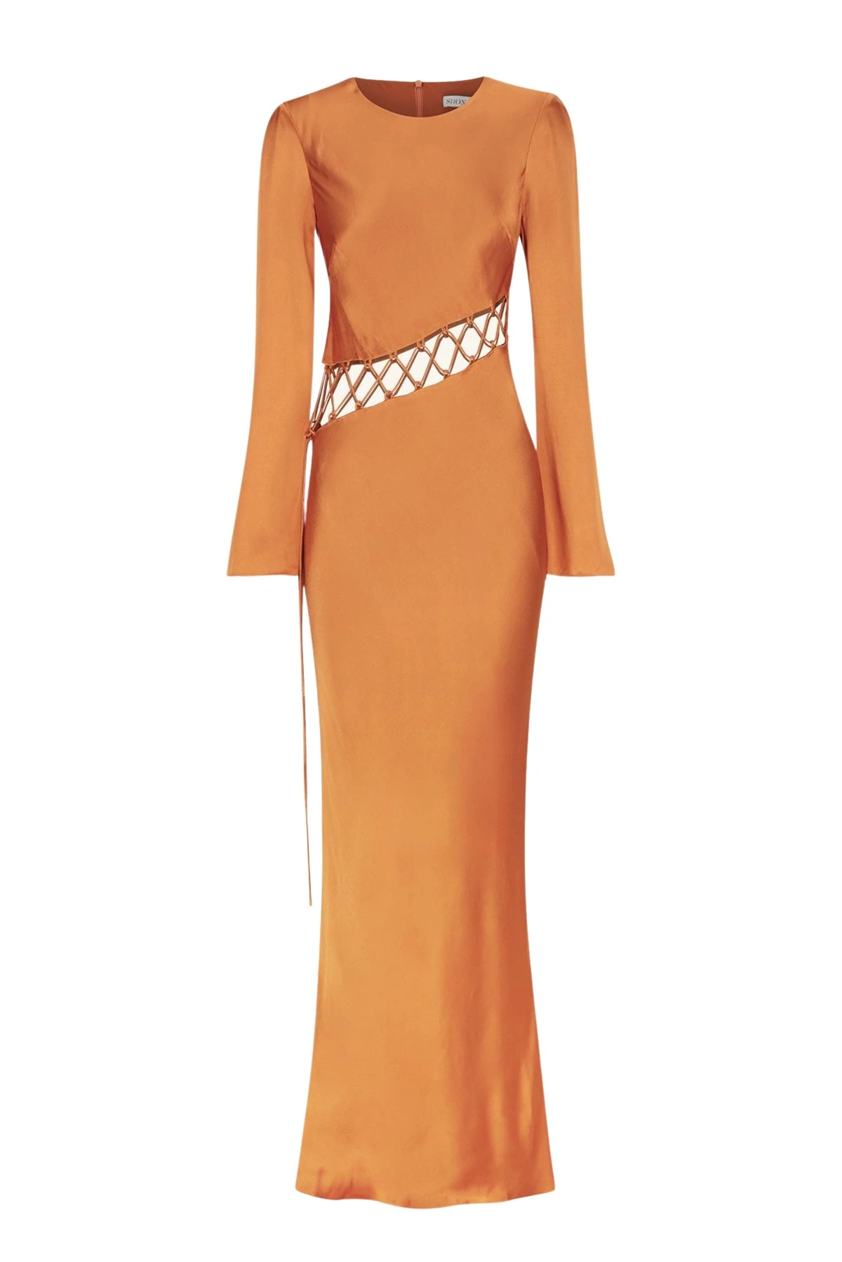 Shona-Joy-Sofia-Asymmetrical-Lace-Up-Maxi-Dress-Ginger-629203_nobg Sofia Asymmetrical Lace Up Maxi Dress - Ginger - Image 1