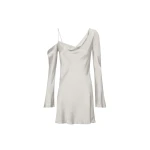 Sofia Asymmetrical Long Sleeve Mini Dress - Silver