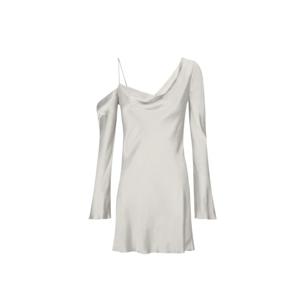 Sofia Asymmetrical Long Sleeve Mini Dress - Silver