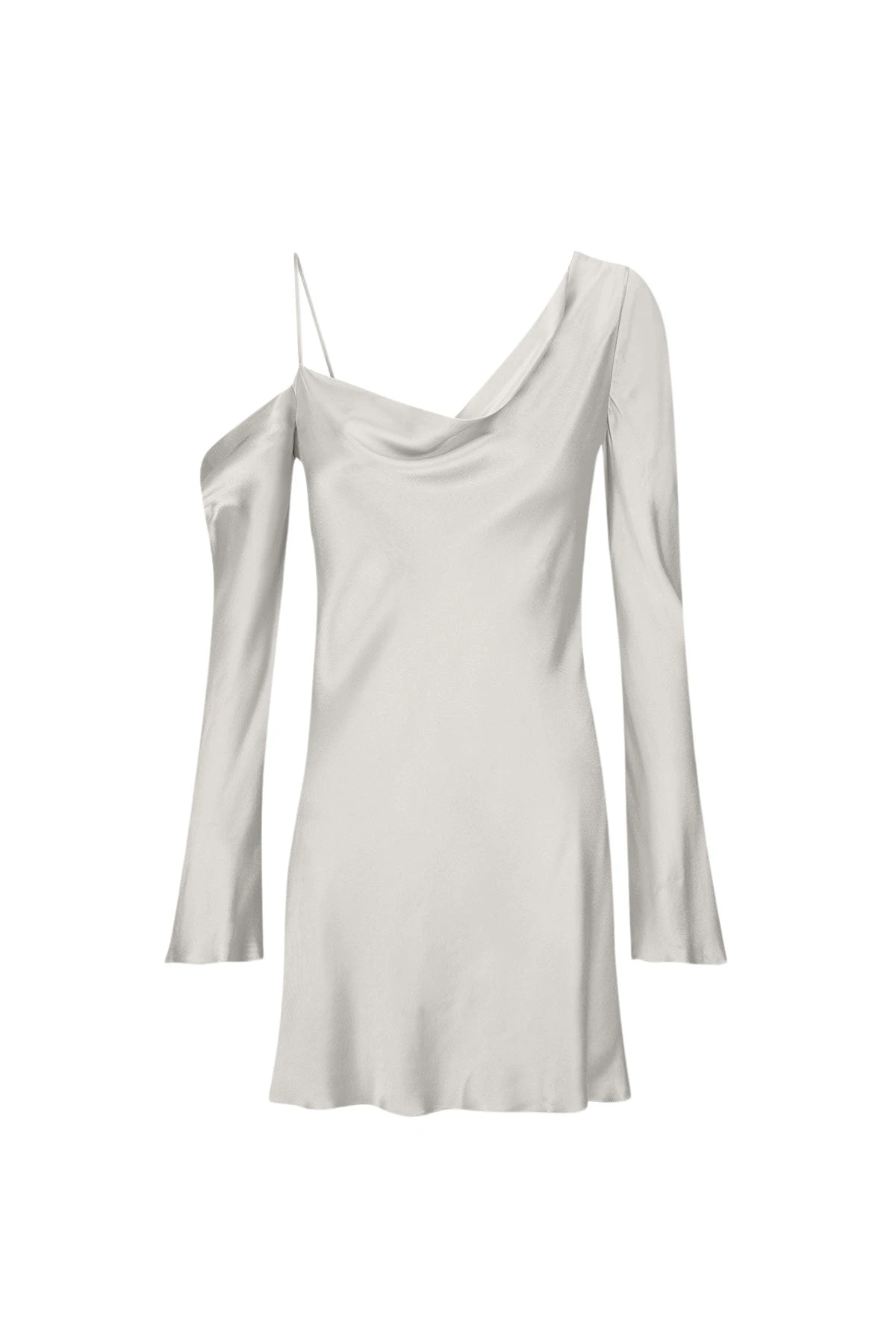 Shona-Joy-Sofia-Asymmetrical-Long-Sleeve-Mini-Dress-Silver-544372_nobg Sofia Asymmetrical Long Sleeve Mini Dress - Silver - Image 1
