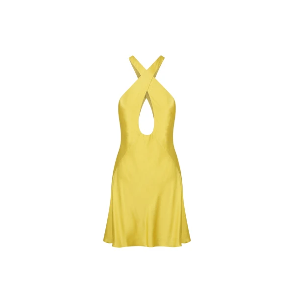 Sofia Cross Front Cut Out Mini Dress - Lime