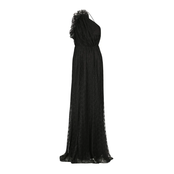 Sol Lace Asymmetrical Detail Maxi Dress - Black