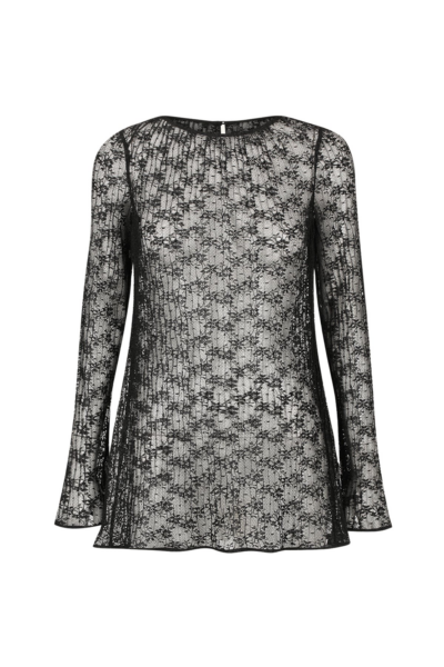 Sol Lace Long Sleeve Tunic Top - Black