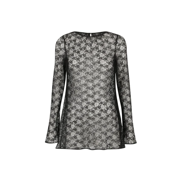 Sol Lace Long Sleeve Tunic Top - Black
