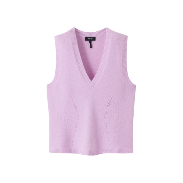 Cashmere Lace Stitch Fashioned Sweater Vest