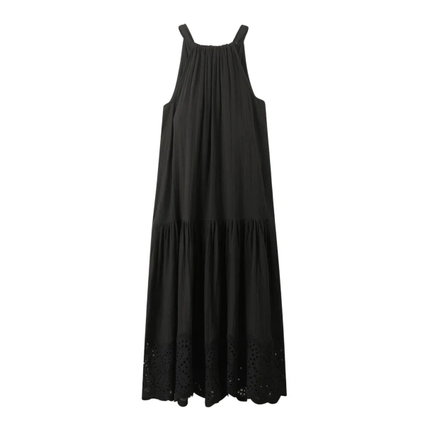 Cheesecloth Lace Trim Maxi Sundress + Belt