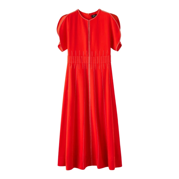 Contrast Stitch Midi Dress