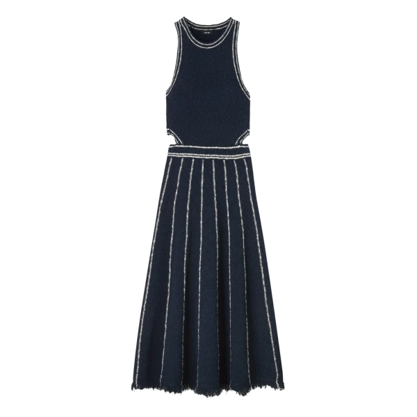 Cotton Bouclé Cut-Out Maxi Dress