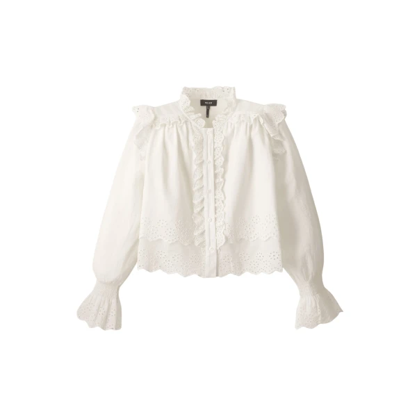 Cotton Broderie Ruffle Cropped Top