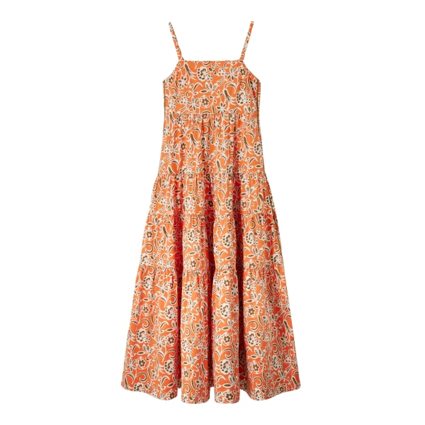 Cotton Graphic Floral Print Full-Length Dress