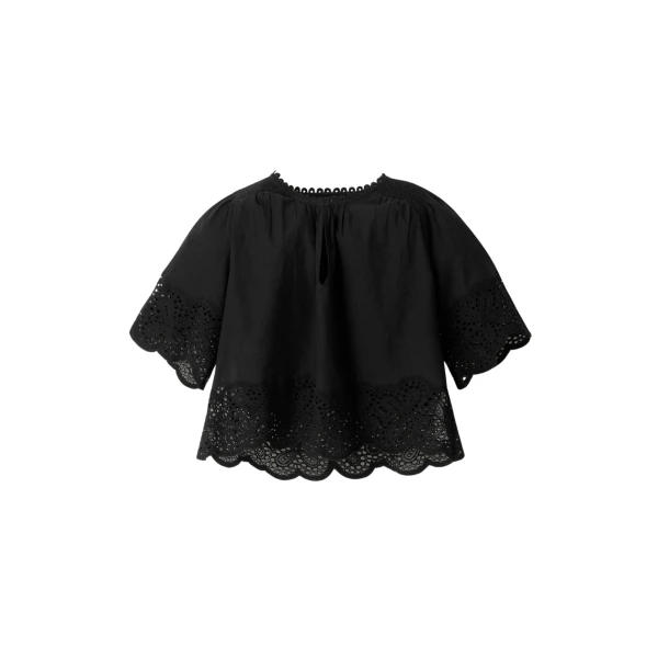Cotton Lace Flower Broderie Blouse