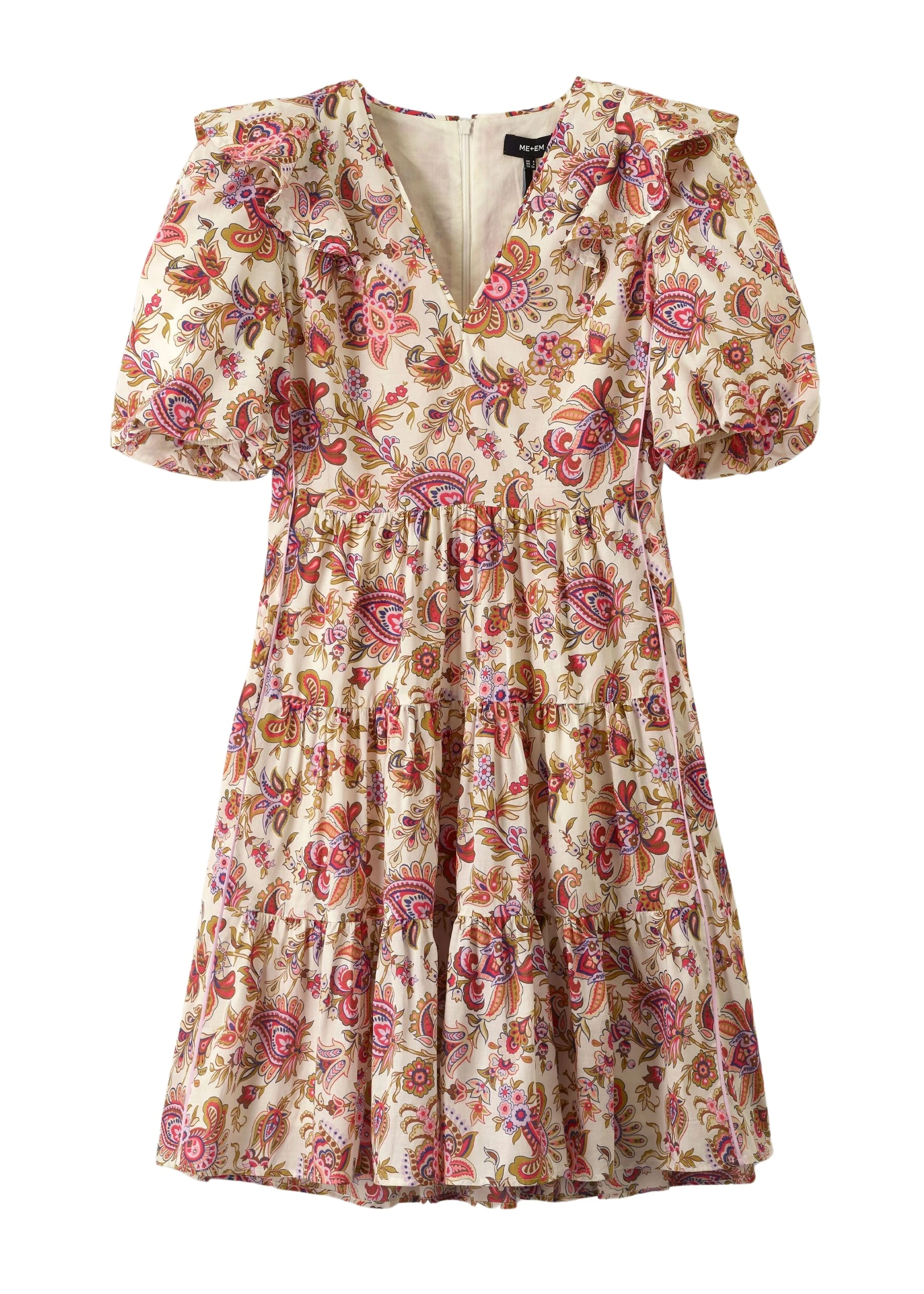 Me-and-Em-Cotton-Paisley-Print-Short-Dress-Belt-scaled87500_nobg Cotton Paisley Print Short Dress + Belt - Image 1