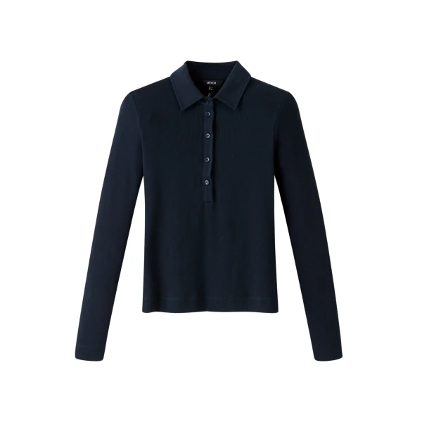 Cotton Rib Fitted Polo Top