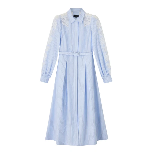 Cotton Stripe Midi Shirt Dress + Belt