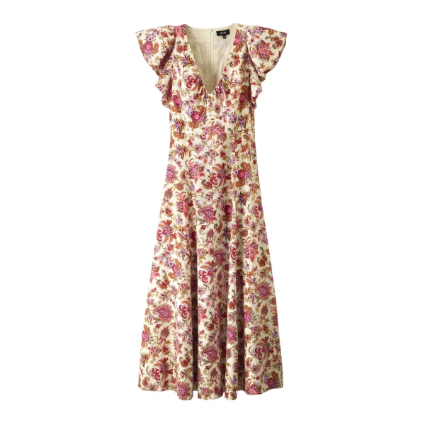 Creaseless Linen Paisley Print Maxi Dress