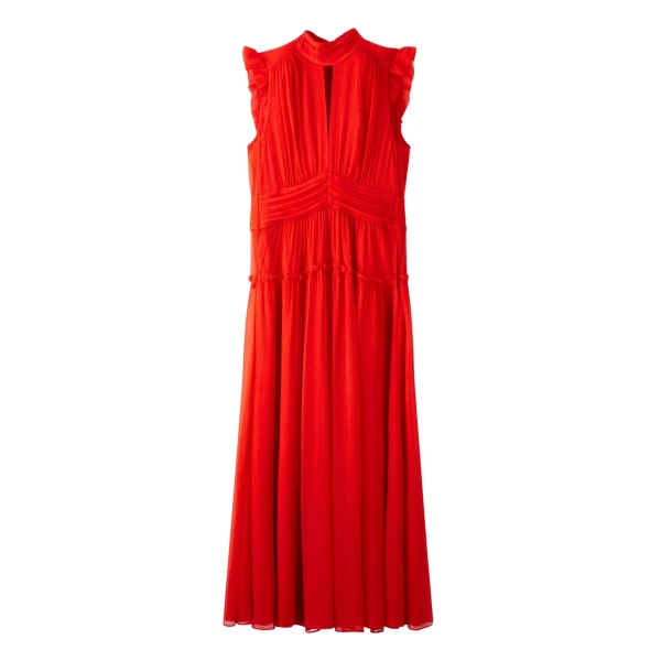 Crinkle Silk Maxi Dress