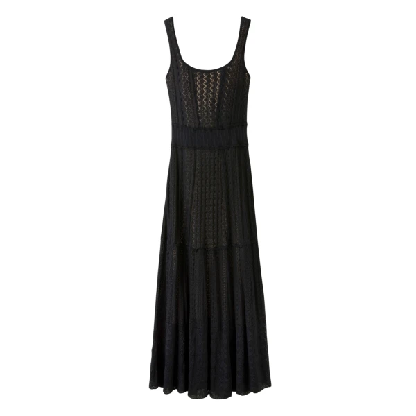 Fine Pointelle Knit Maxi Dress