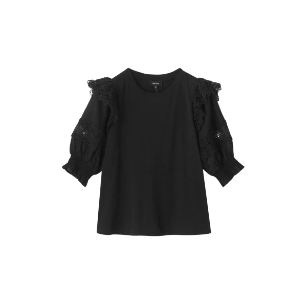 Lace Insert Mixed Media Tee