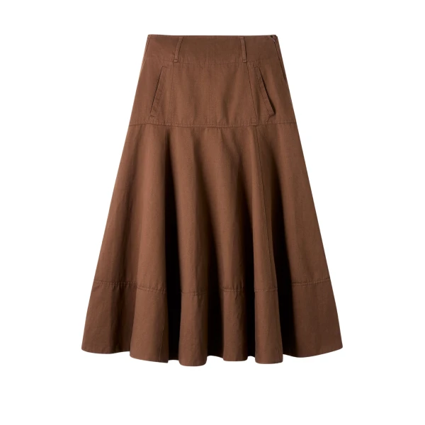 Linen-Blend A-Line Skirt