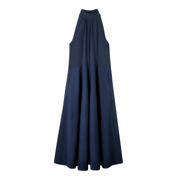 Mixed Media Halterneck Maxi Dress