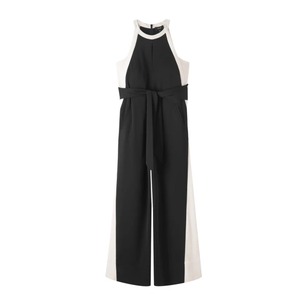 Monochrome Halterneck Jumpsuit + Belt