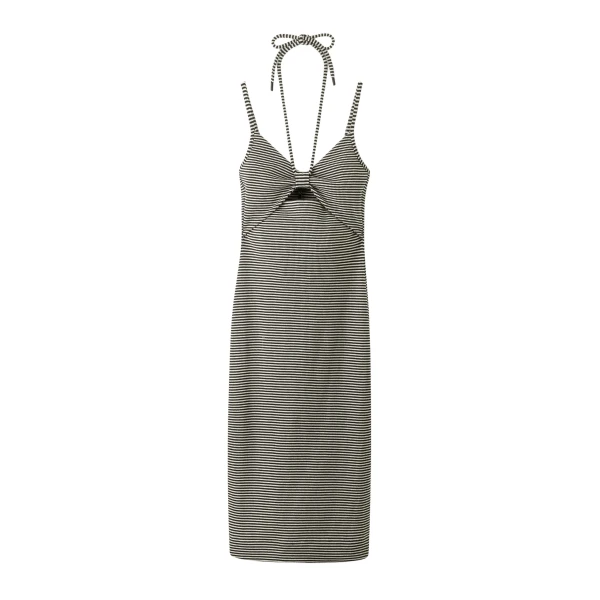 Rib Bow Feature Midi Dress