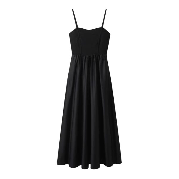 Seam Detail Mixed Media Maxi Dress
