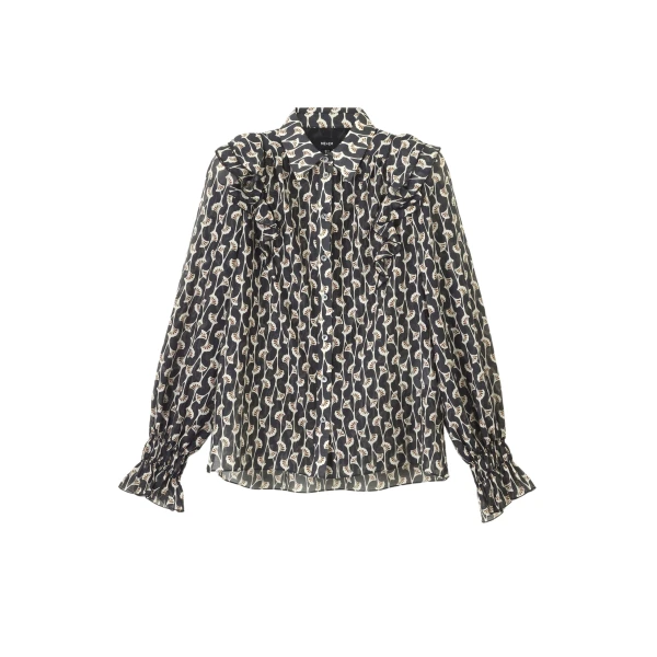 Silk Cotton Gingko Leaf Print Blouse