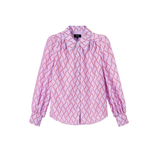 Silk Cotton Trellis Floral Print Blouse