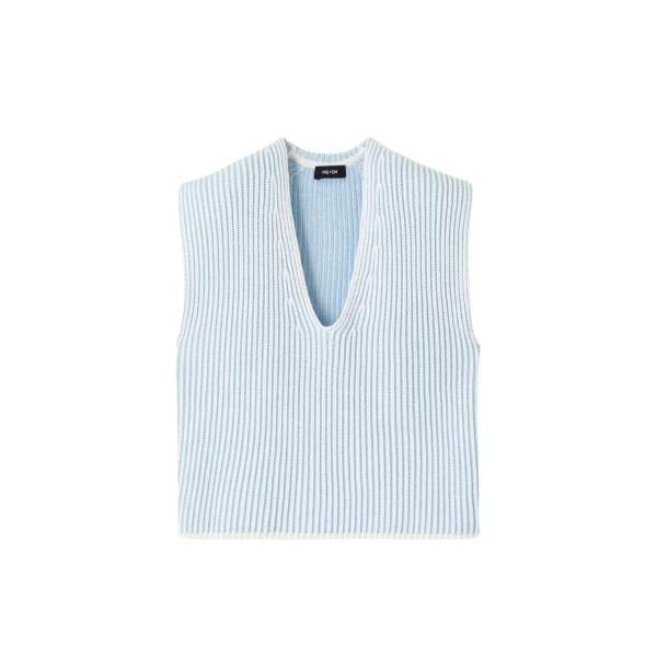Soft-Touch Rib Cotton Knit Sweater Vest