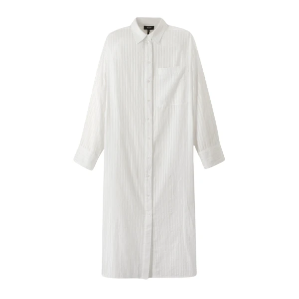 Textured Cotton Beach Shirt Dress