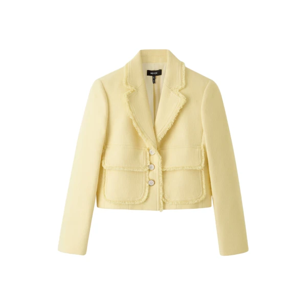 Textured Cotton-Blend Crop Jacket