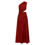 Joslin One Shoulder Dress - Merlot