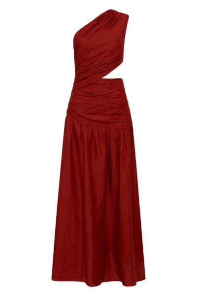 Joslin One Shoulder Dress - Merlot