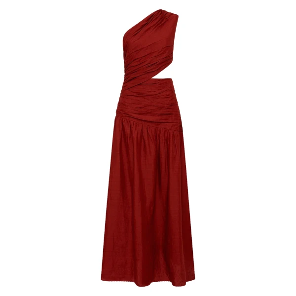 Joslin One Shoulder Dress - Merlot