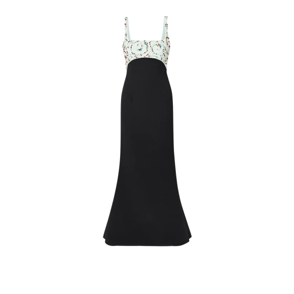 Ezda Black & Spearmint Long Dress