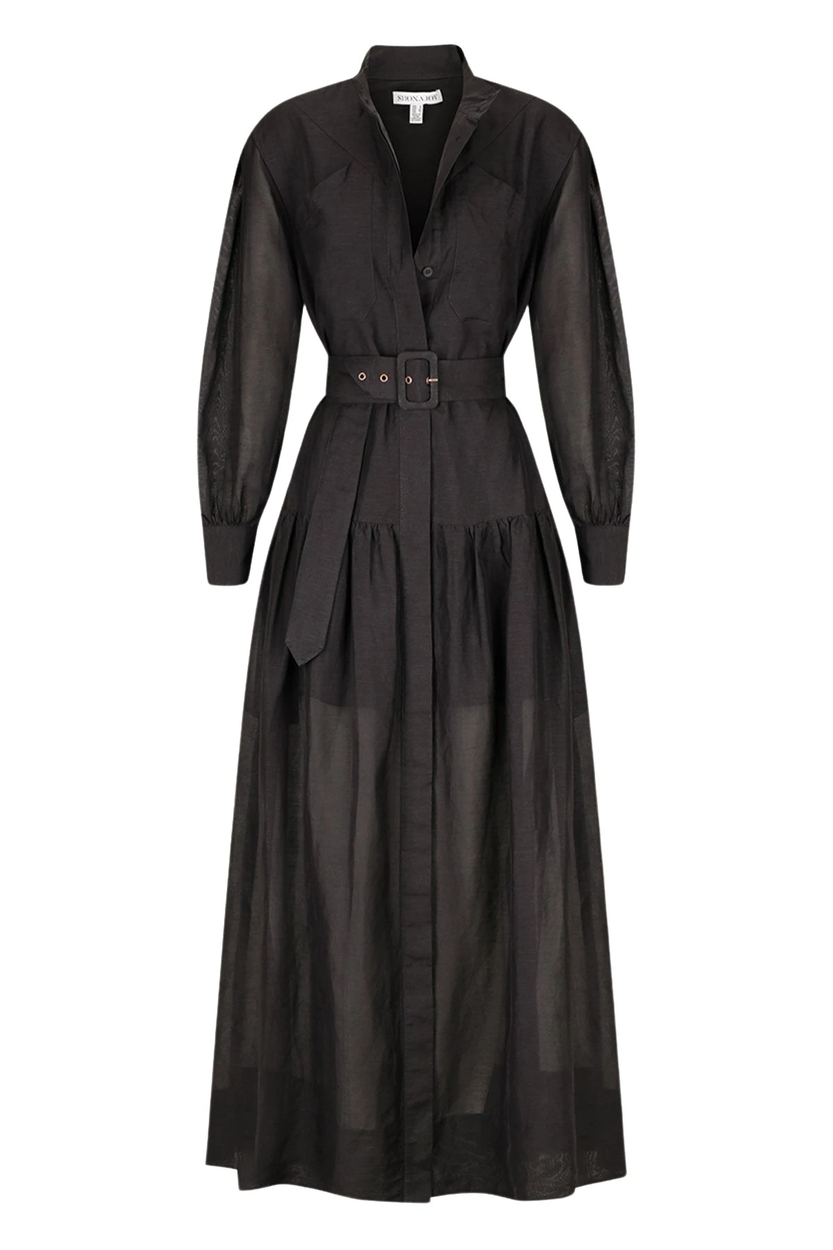 Shona-Joy-Celeste-Long-Sleeve-Tiered-Shirt-Maxi-Dress-Black35944_nobg Celeste Long Sleeve Tiered Shirt Maxi Dress - Black - Image 1