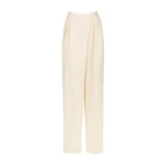 Irena Asymmetrical Pleat Front Pant - Rice