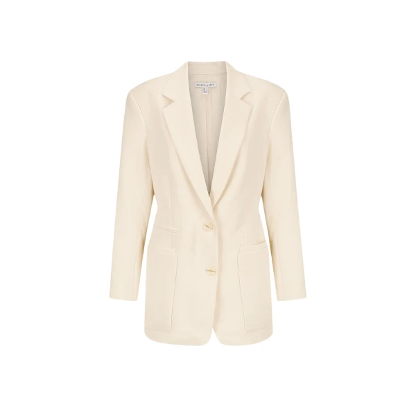 Irena Double Pocket Blazer With Belt - Rice