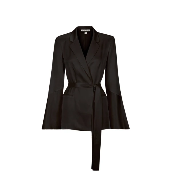 La Lune Flared Sleeve Belted Blazer - Black
