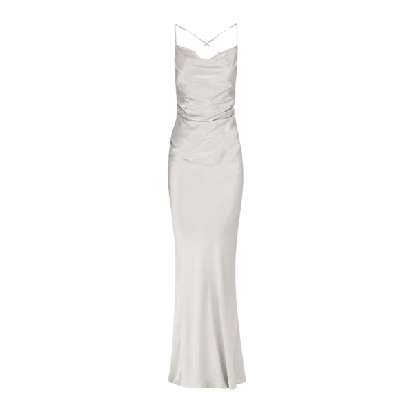 La Lune Lace Back Maxi Dress - Silver