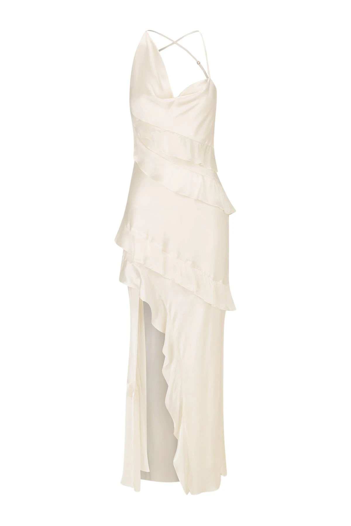 Shona-Joy-Louella-Silk-Asymmetrical-Ruffle-Maxi-Dress-Ivory33500_nobg Louella Silk Asymmetrical Ruffle Maxi Dress - Ivory - Image 1