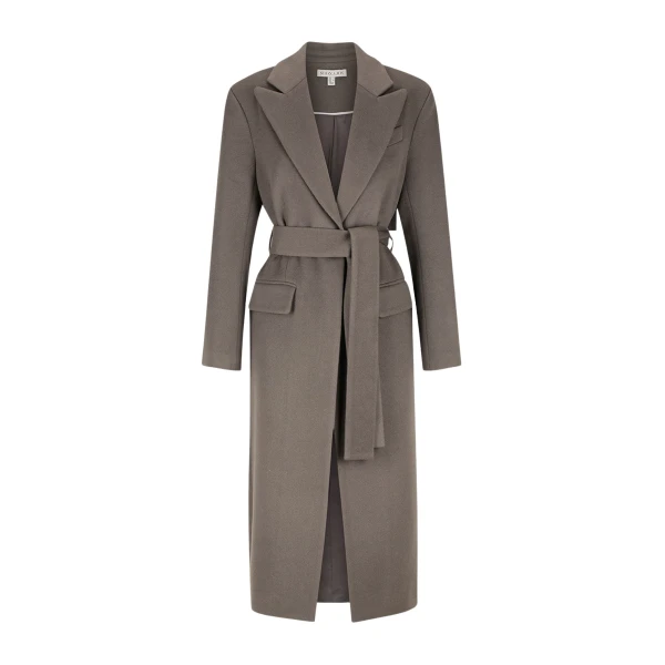Luna Oversized Peak Lapel Coat With Belt - Graphite