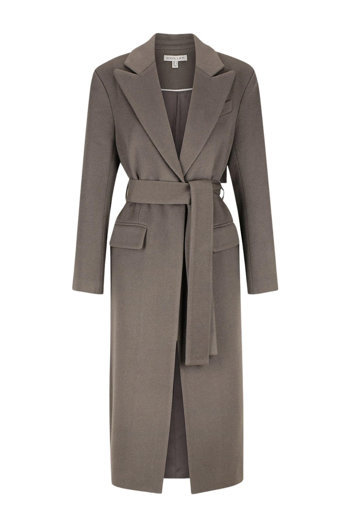 Shona-Joy-Luna-Oversized-Peak-Lapel-Coat-With-Belt-Graphite42911_nobg Luna Oversized Peak Lapel Coat With Belt - Graphite - Image 1