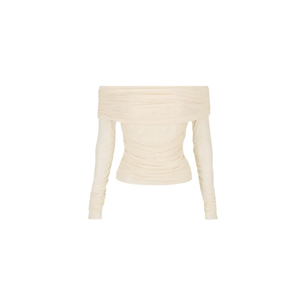 Mira Long Sleeve Off Shoulder Top - Ivory