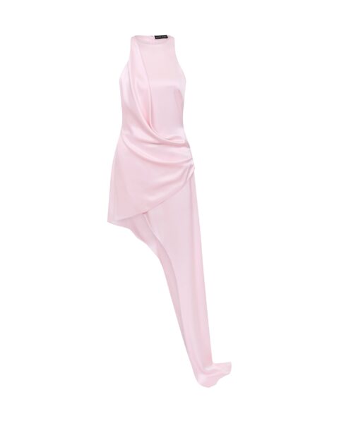 David Koma Asymmetric Satin Drape Gown