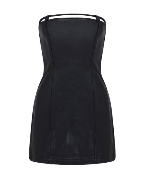 David Koma Back Pocket Detail Leather Mini Dress