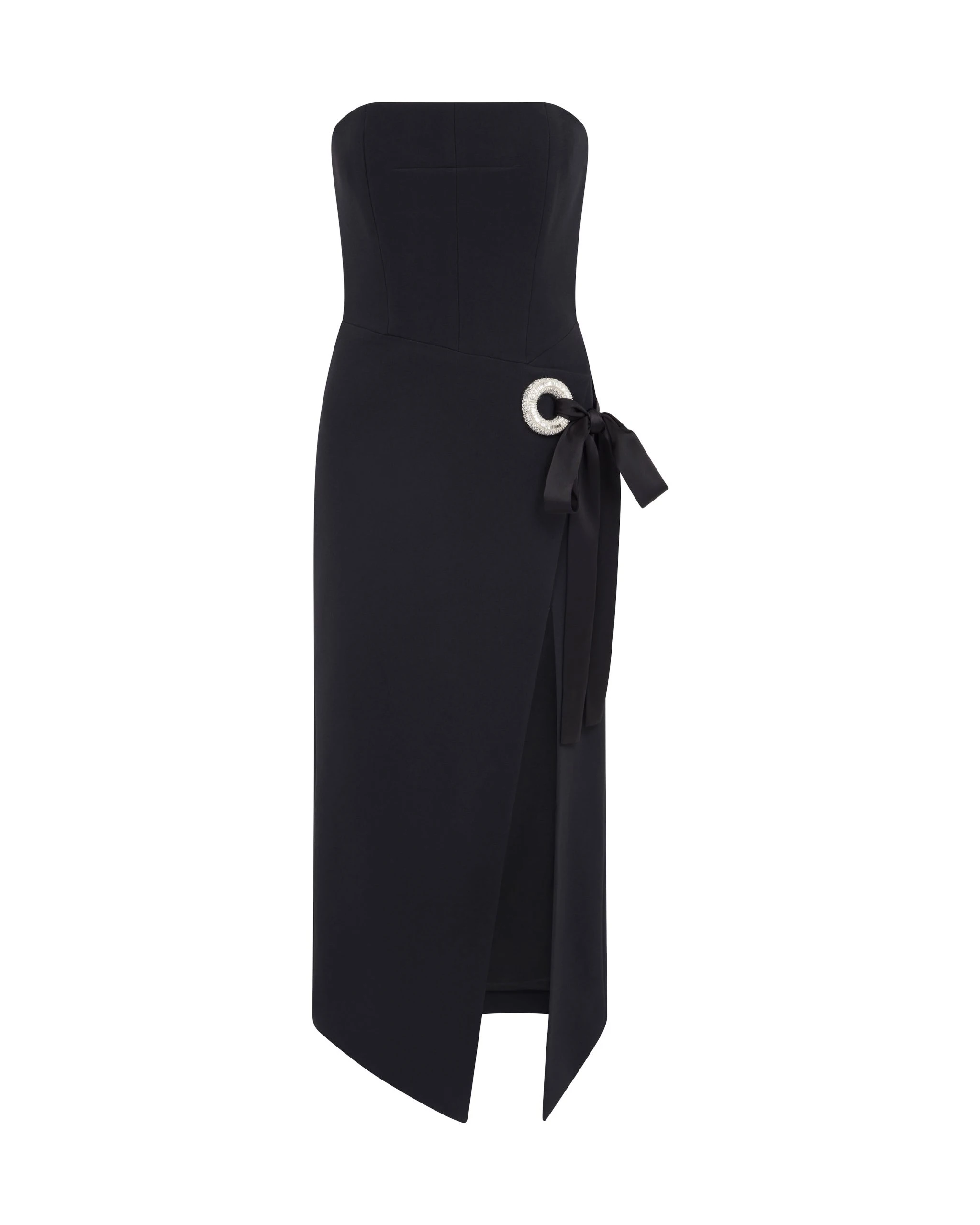 David Koma Crystal Circle And Satin Bow Midi Dress David Koma Crystal Circle And Satin Bow Midi Dress